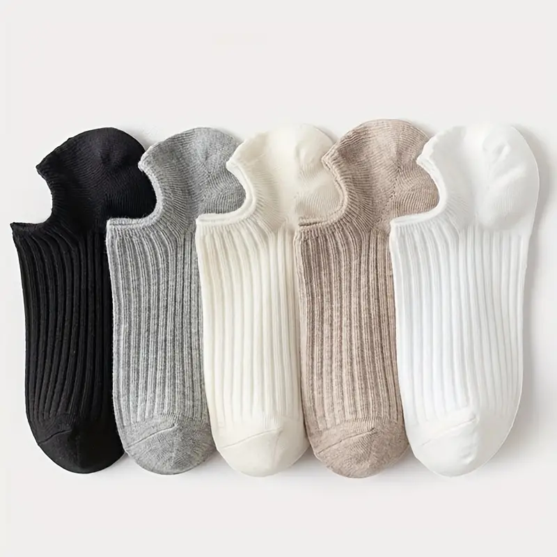 5 pares de calcetines invisibles unisex colores pastel claro lisos 