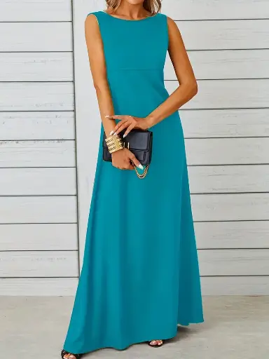 vestido largo  y barato color turquesa moda party