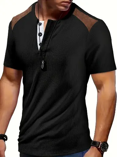polo henley informal  and luxery color negro