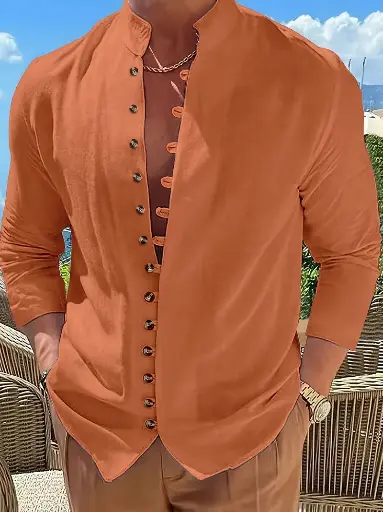 moda informal de manga larga color naranja