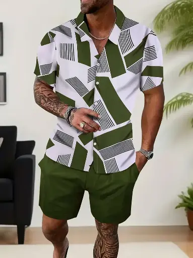 conjunto de dos piezas para dormir y hacer fiestas en casa color verde moda informal y confort 