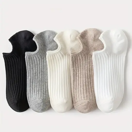 5 pares de calcetines invisibles unisex colores pastel claro lisos 